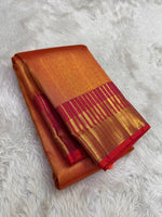 Load image into Gallery viewer, Classic Apricot Orange 2gm Zari Korvai Bridal Elegance Kanchipuram Handloom Silk Saree SS28295
