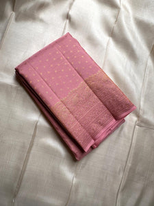 Classic Nude Pink Kanchipuram Handloom Silk Saree SS26220