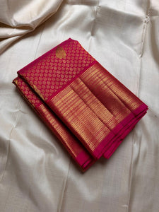 Classic Rose Pink Bridal Elegance Kanchipuram Handloom Silk Saree SS25901