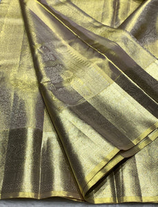 Pastel Olive Green 2gm Zari Bridal Elegance Kanchipuram Handloom Silk Saree SS25282