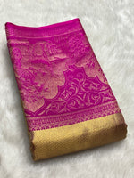 Load image into Gallery viewer, Classic Gold &amp; Glow Purple Elegance Kanchipuram Handloom Silk Saree SS25435
