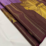 Load image into Gallery viewer, Classic Lavender &amp; Coffee Brown 1gm Zari Vaira Oosi Elegance Kanchipuram Handloom Silk Saree SS24849
