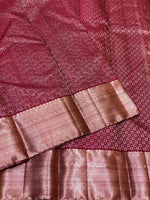 Load image into Gallery viewer, Classic Wine Red 2gm Antique Zari Bridal Elegance Kanchipuram Handloom Silk Saree SS25325
