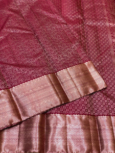 Classic Wine Red 2gm Antique Zari Bridal Elegance Kanchipuram Handloom Silk Saree SS25325