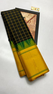 Classic Bottle Green & Mango Yellow Kanchipuram Handloom Silk Saree SS26262