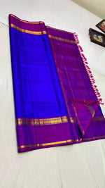 Load image into Gallery viewer, Classic Robin Blue &amp; Vadamalli Purple 1gm Zari Elegance Kanchipuram Handloom Silk Saree SS27971
