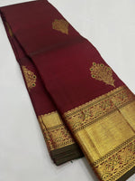 Load image into Gallery viewer, Classic Maroon Kanchipuram Handloom Silk Saree SS25621
