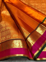 Load image into Gallery viewer, Classic Orange 2gm Zari Bridal Elegance Kanchipuram Handloom Silk Saree SS25982
