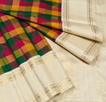Load image into Gallery viewer, Classic Multicolour Checks 2gm Zari Vintage Elegance Kanchipuram Handloom Silk Saree SS28087
