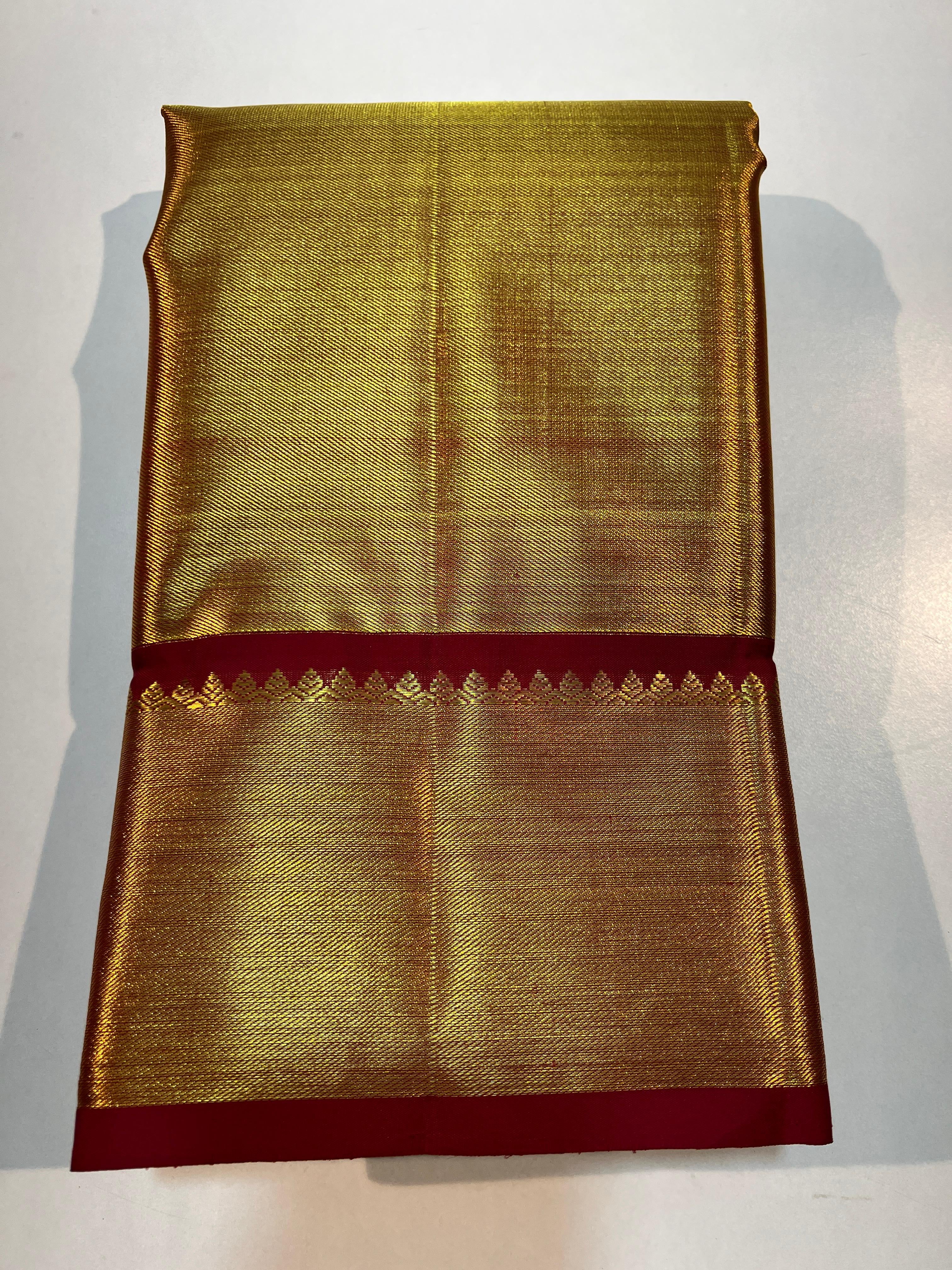 Classic Gold & Red 1gm Zari Bridal Elegance Kanchipuram Handloom Silk Saree SS25634