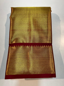 Classic Gold & Red 1gm Zari Bridal Elegance Kanchipuram Handloom Silk Saree SS25634