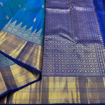Load image into Gallery viewer, Classic Azure Blue &amp; Robin Blue 2gm Zari Bridal Elegance Kanchipuram Handloom Silk Saree SS26267
