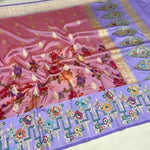 Load image into Gallery viewer, Classic Grapefruit Rose &amp; Lavender Banarasi Katan Elegance Handloom Silk Saree SS28586
