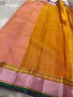 Load image into Gallery viewer, Classic Orange &amp; Pale Pink Elegance Kanchipuram Handloom Silk Saree SS24535
