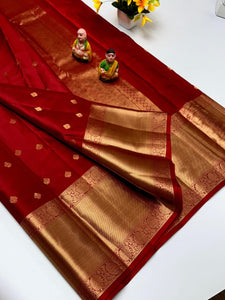 Classic Chilly Red Elegance Kanchipuram Silk Saree SS23832