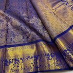 Load image into Gallery viewer, Classic Royal Blue 1gm Zari Bridal Elegance Kanchipuram Handloom Silk Saree SS26668
