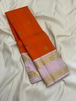 Load image into Gallery viewer, Classic Orange &amp; Baby Pink 1gm Thread Butta  Elegance Kanchipuram Handloom Silk Saree SS27350
