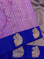 Load image into Gallery viewer, Classic Lavender &amp; Royal Blue 2gm Zari Elegance Kanchipuram Handloom Silk Saree SS24690
