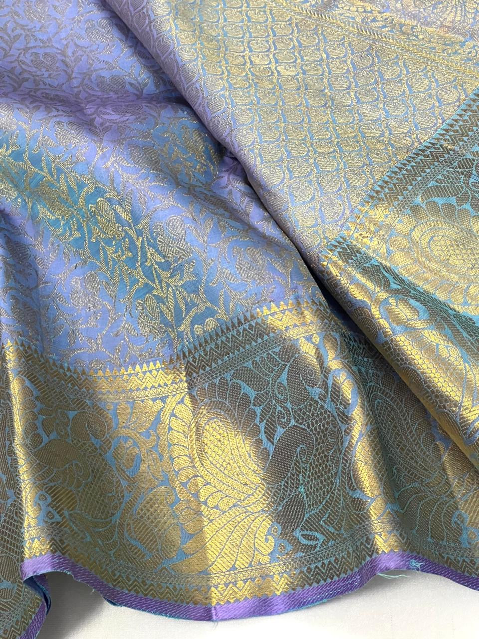 Classic Ice Blue 2gm Zari Bridal Elegance Kanchipuram Handloom Silk Saree SS24765