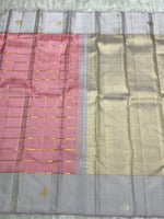 Load image into Gallery viewer, Classic Pink &amp; Grey 2gm Zari Kanchipuram Handloom Silk Saree SS25931

