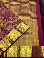 Load image into Gallery viewer, Classic Ruby Plum Bridal Elegance Kanchipuram Handloom Silk Saree SS24861
