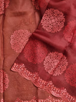 Load image into Gallery viewer, Crimson Red Embriodery Cutwork Scallop Organza Silk Saree SS10957

