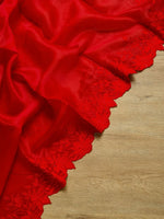 Load image into Gallery viewer, Scarlet Red Embriodery Cutwork Scallop Organza Silk Saree SS10987
