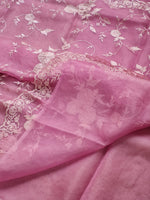 Load image into Gallery viewer, Pink Sorbet Embriodery Jaal Scallop Organza Silk Saree SS11283
