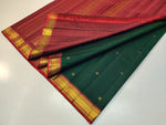 Load image into Gallery viewer, Pine Green &amp; Maroon 1gm Zari Elegance Kanchipuram Handloom Silk Saree SS16447
