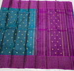 Load image into Gallery viewer, Teal Blue &amp; Classic Wine Pink 2gm Zari Elegance Kanchipuram Handloom Silk Saree SS16449
