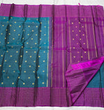 Load image into Gallery viewer, Teal Blue &amp; Classic Wine Pink 2gm Zari Elegance Kanchipuram Handloom Silk Saree SS16449
