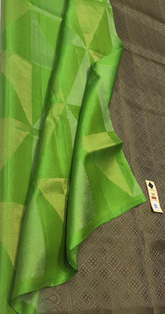 Pastel Green & Olive Green Double Warp Elegance Kanchipuram Handloom Soft Silk Saree SS17071