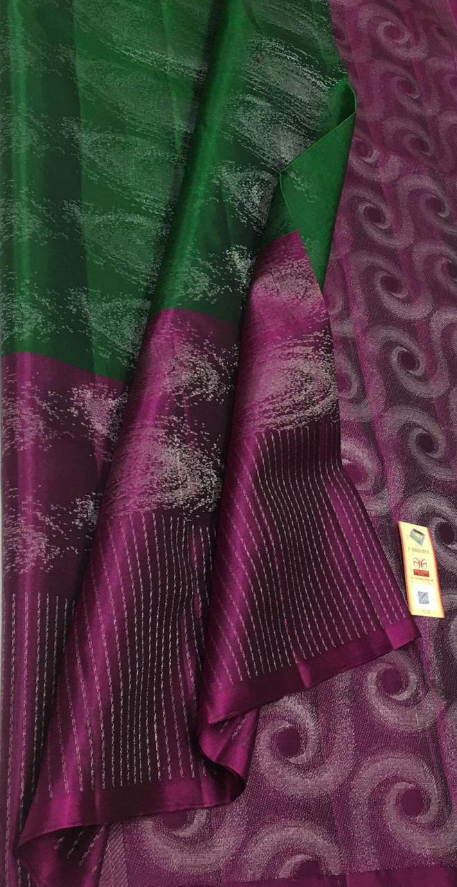 Deep Green & Wine Red Double Warp Elegance Kanchipuram Handloom Soft Silk Saree SS17070