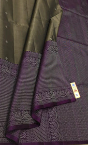 Silver Bronze & Purple Double Warp Elegance Kanchipuram Handloom Soft Silk Saree SS17074