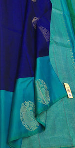 Royal Blue & Shady Blue Double Warp Elegance Kanchipuram Handloom Soft Silk Saree SS17091