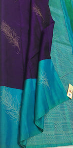 Violet & Shady Blue Double Warp Elegance Kanchipuram Handloom Soft Silk Saree SS17094