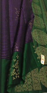 Violet & Bottle Green Double Warp Elegance Kanchipuram Handloom Soft Silk Saree SS17093