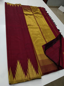 Classic Maroon Temple Border Elegance Kanchipuram Handloom Silk Saree SS17102