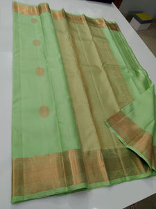 Pastel Light Green Sorbet Elegance Kanchipuram Handloom Silk Saree SS17109