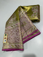 Load image into Gallery viewer, Pastel Green &amp; Fuchsia Pink 2gm Zari Tissue Bridal Elegance Kanchipuram Handloom Silk Saree SS17127
