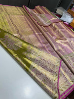 Load image into Gallery viewer, Pastel Green &amp; Fuchsia Pink 2gm Zari Tissue Bridal Elegance Kanchipuram Handloom Silk Saree SS17127
