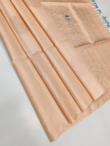 Pastel Peach Double Warp Elegance Kanchipuram Handloom Soft Silk Saree SS17152