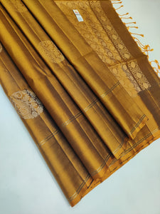 Shimmer Mustard Double Warp Elegance Kanchipuram Handloom Soft Silk Saree SS17144