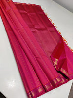 Load image into Gallery viewer, Dark Cerise Pink &amp; Barn Red 2gm Zari Elegance Kanchipuram Handloom Silk Saree SS17158
