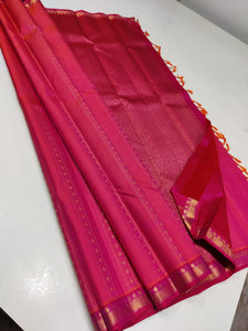 Dark Cerise Pink & Barn Red 2gm Zari Elegance Kanchipuram Handloom Silk Saree SS17158