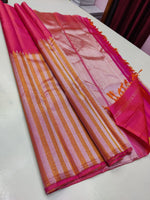 Load image into Gallery viewer, Dark Cerise Pink Rising Border 2gm Zari Elegance Kanchipuram Handloom Silk Saree SS17161
