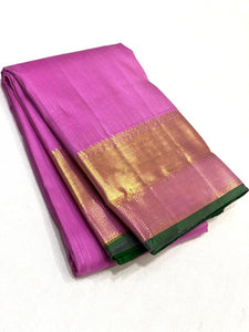 Orchid Pink & Deep Green 2gm Zari Bridal Elegance Kanchipuram Handloom Silk Saree SS17170