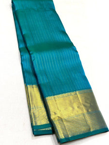 Shady Teal Blue 2gm Zari Bridal Elegance Kanchipuram Handloom Silk Saree SS17171
