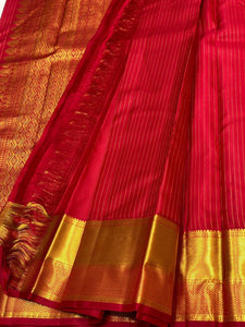 Classic Chilly Red 2gm Zari Bridal Elegance Kanchipuram Handloom Silk Saree SS17168