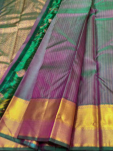 Shady Mauve Grey 2gm Zari Bridal Elegance Kanchipuram Handloom Silk Saree SS17169